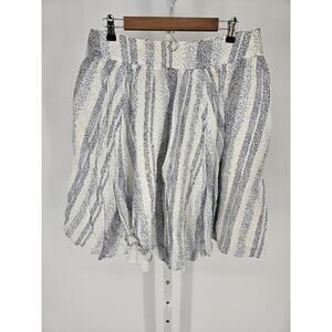 LIZ Womens Sz L 100% Cotton A Line Skirt White Blue Polka Dot